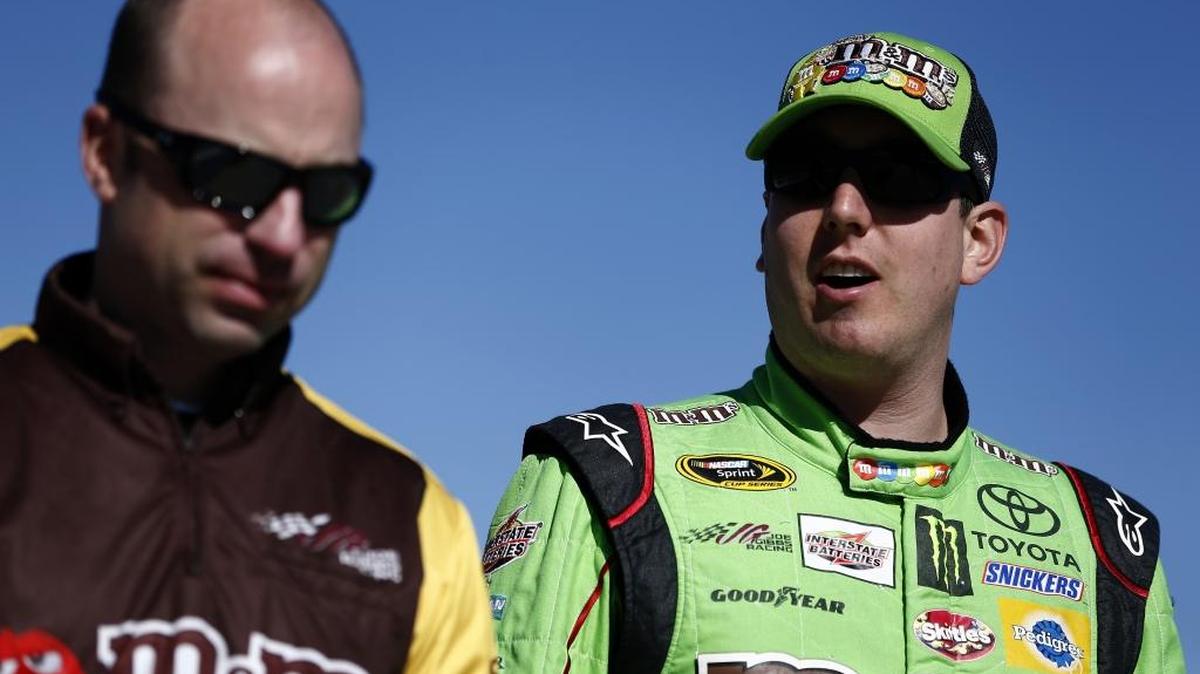 After missing 11 races, Kyle Busch, right, returned and would eventually win the Cup championship for his crew chief Adam Stevens, left, and Joe Gibbs Racing. “That’s a testament to his hard work and dedication,” Stevens said.