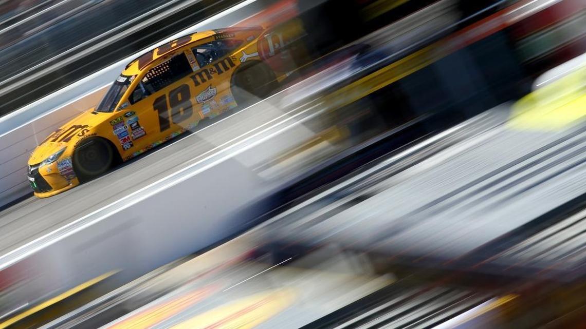 Kyle Busch races during Sunday’s NASCAR Sprint Cup Series STP 500 at Martinsville Speedway.