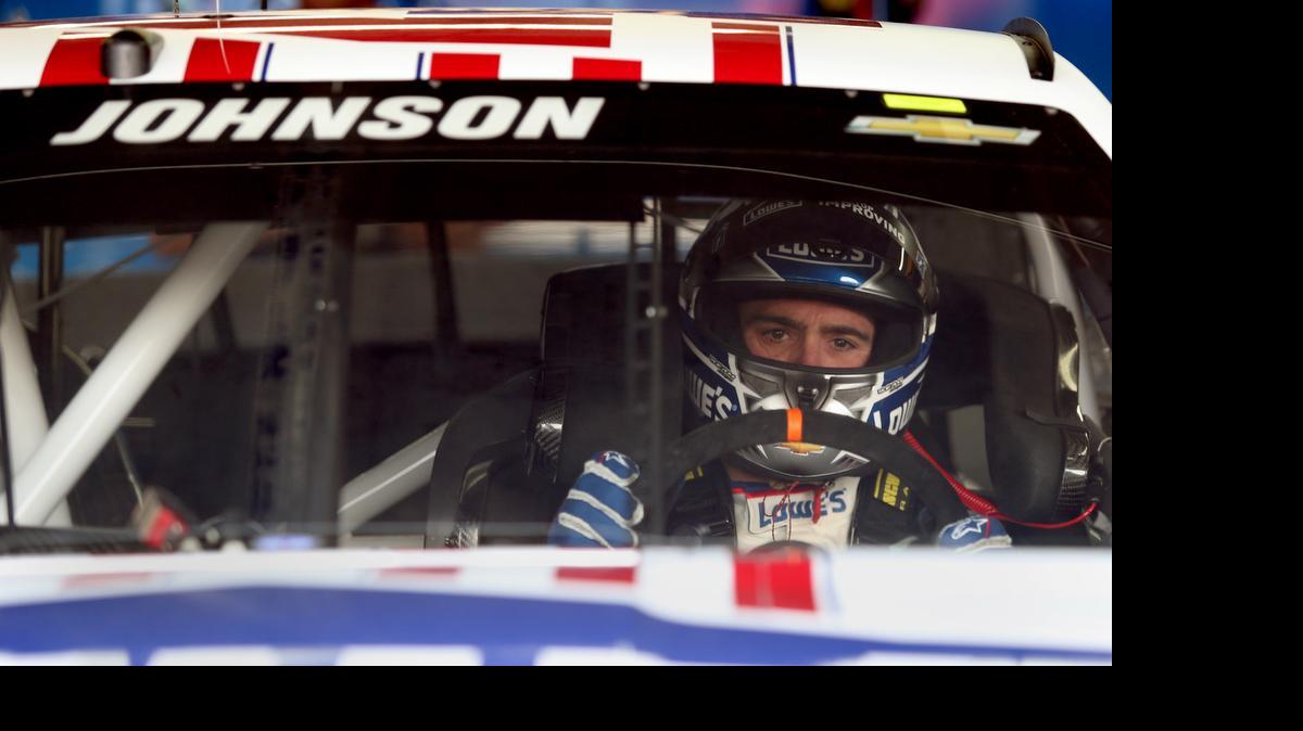 
Jimmie Johnson sits in his car prior to practice for the NASCAR Sprint All-Star race in Concord on Friday. 
