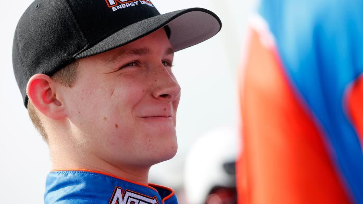 Xfinity Series rookie Matt Tifft stands on the grid during qualifying for the NASCAR XFINITY Series Sparks Energy 300 at Talladega Superspeedway on April 30, 2016 in Talladega, Ala. Tifft won the pole for that race.