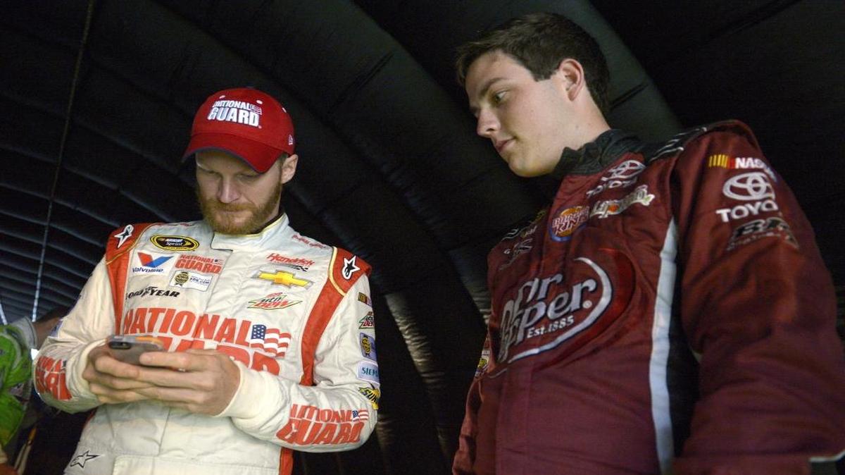Alex Bowman (right) waited for Dale Earnhardt Jr. (left) to retire at the end of the 2017 season, and now will look to make his own legacy in the No. 88 car Earnhardt made famous.