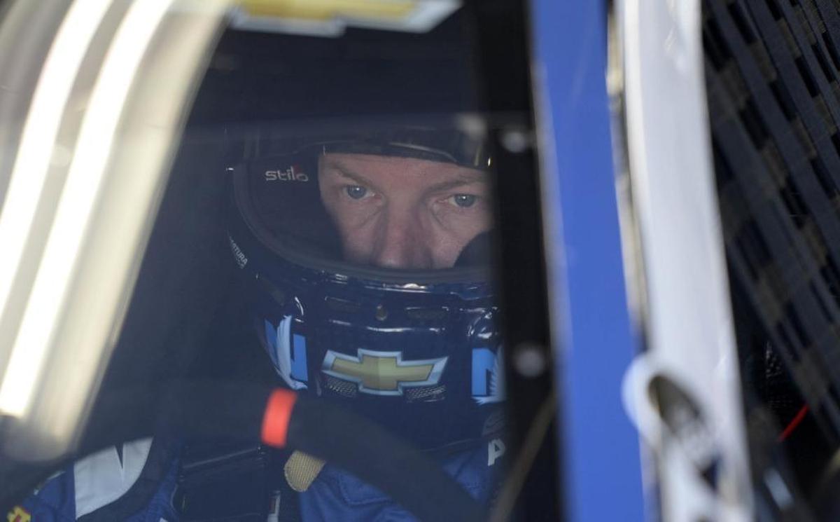Monster Energy NASCAR Cup Series driver Dale Earnhardt Jr. (88) sits in his car waiting for practice to start for the Bank of America 500 at Charlotte Motor Speedway on Friday, October 6, 2017.