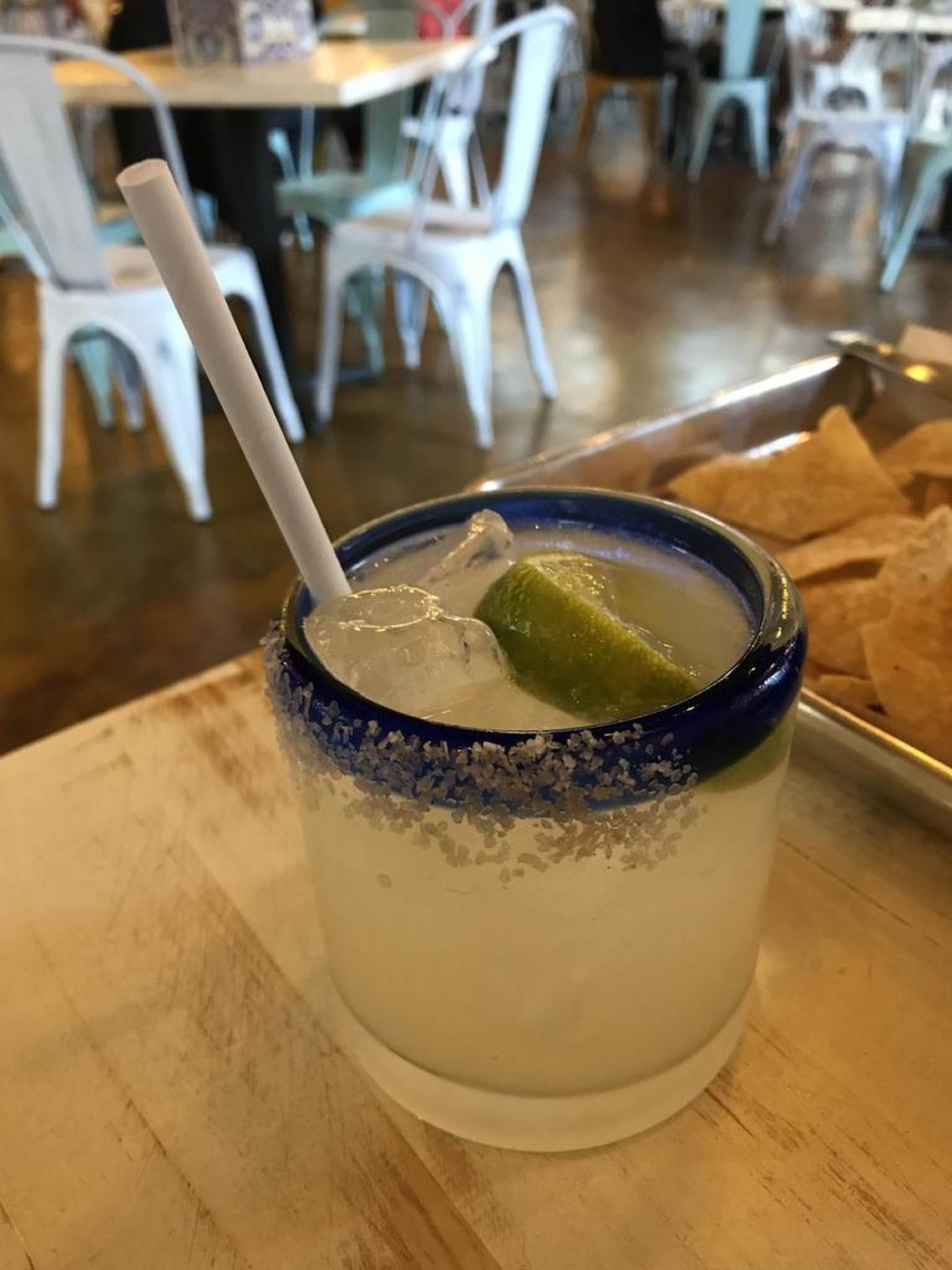 The house margarita comes with homemade salt on the outer lip of the glass.