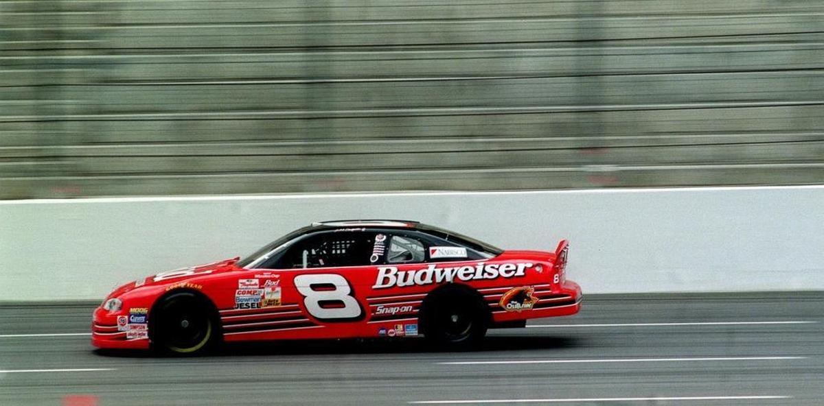 Dale Earnhardt Jr., practices in the Dale Earnhardt Inc. No. 8 Chevrolet for the 1999 Coca Cola 600 at Charlotte Motor Speedway. Jeff Burton won the 600 on May 30, 1999. Dale Earnhardt finished sixth and Dale Earnhardt Jr. finished 16th. The following year, Earnhardt Jr. would compete full time in Cup Series.