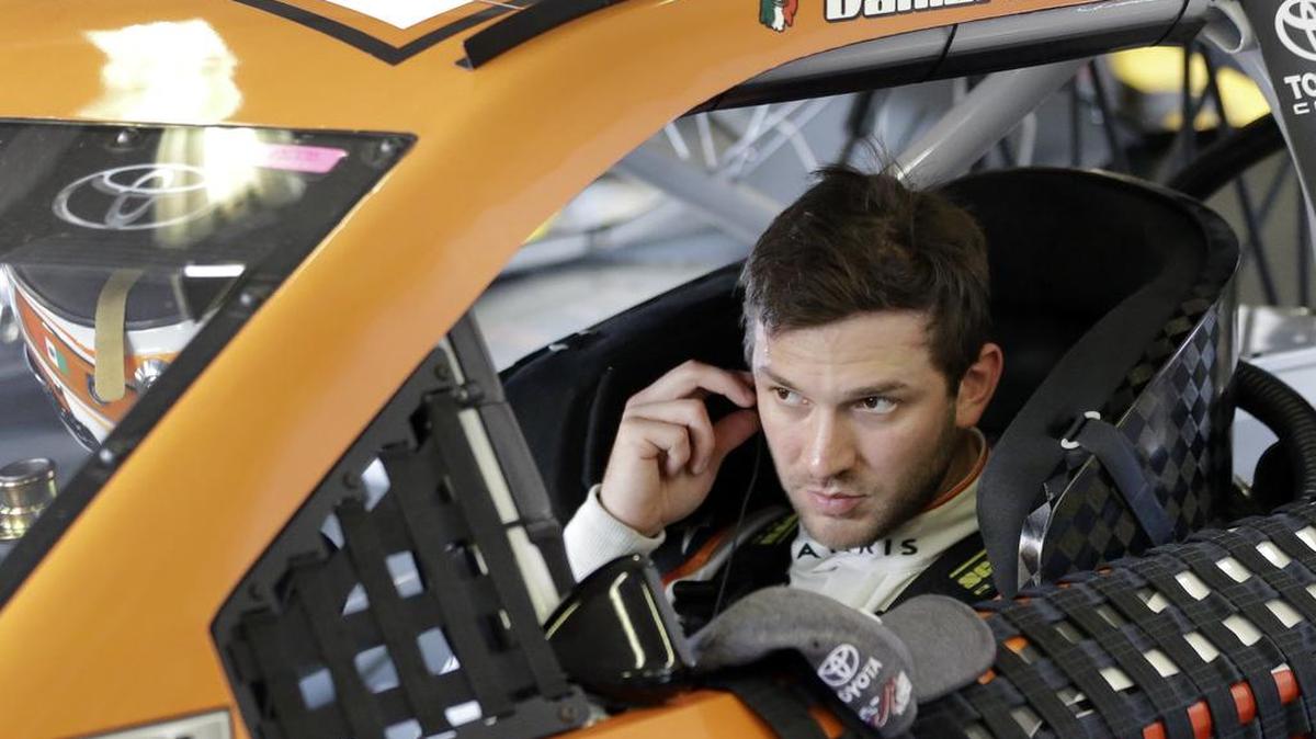 Daniel Suarez prepared to go out on the track during a NASCAR practice session at Daytona International Speedway on Friday, Feb. 24, 2017, in Daytona Beach, Fla.