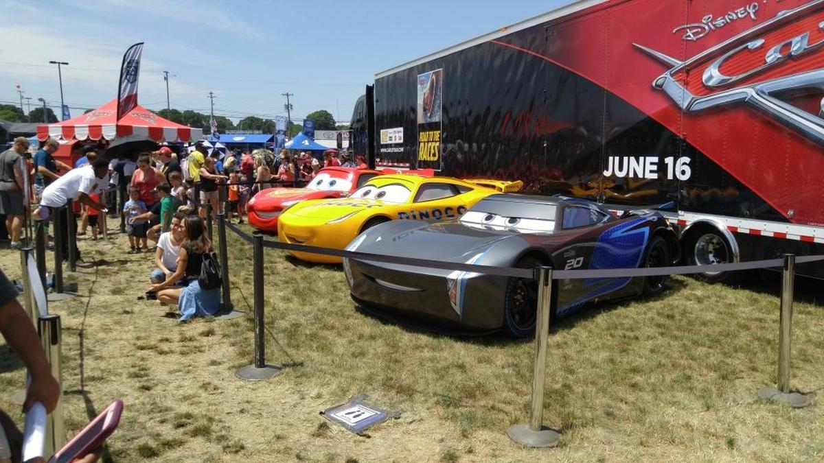 The ‘Cars 3’ display drew the longest lines of any of the attractions in the fan zone at Charlotte Motor Speedway on Saturday.