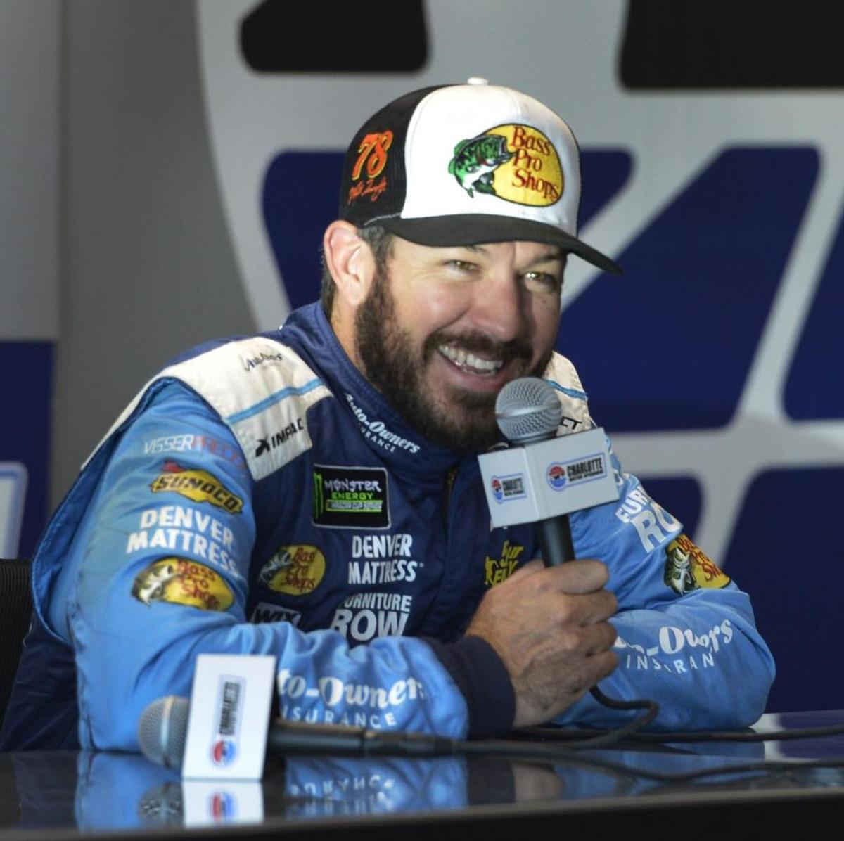NASCAR driver Martin Truex Jr. addresses the media after testing on Charlotte’s new Roval track.