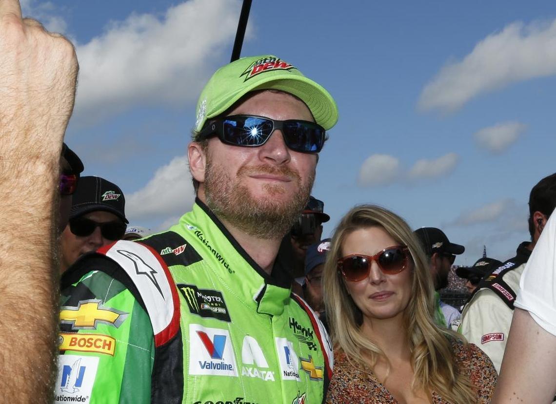 Dale Earnhardt Jr. Day at Talladega Superspeedway capped a weekend of memories, old and new, for Dale Earnhardt Jr. Above, Earnhardt and his wife, Amy, look on during Sunday’s driver introductions.