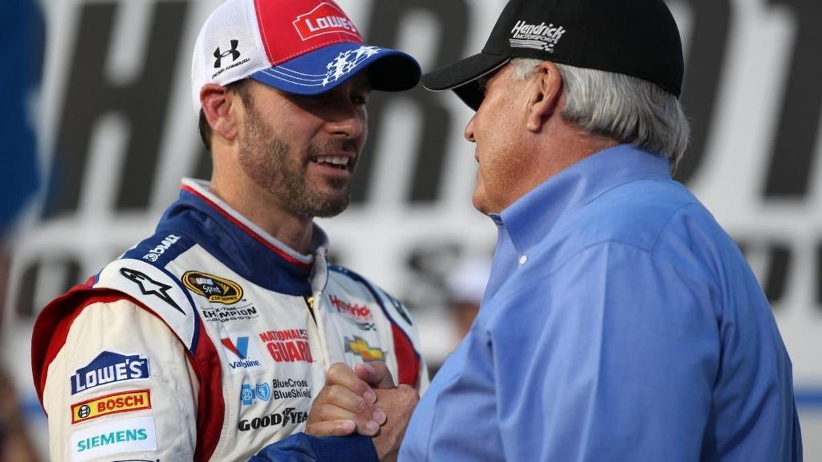 Rick Hendrick (right) and Jimmie Johnson have been together for 76 NASCAR victories.