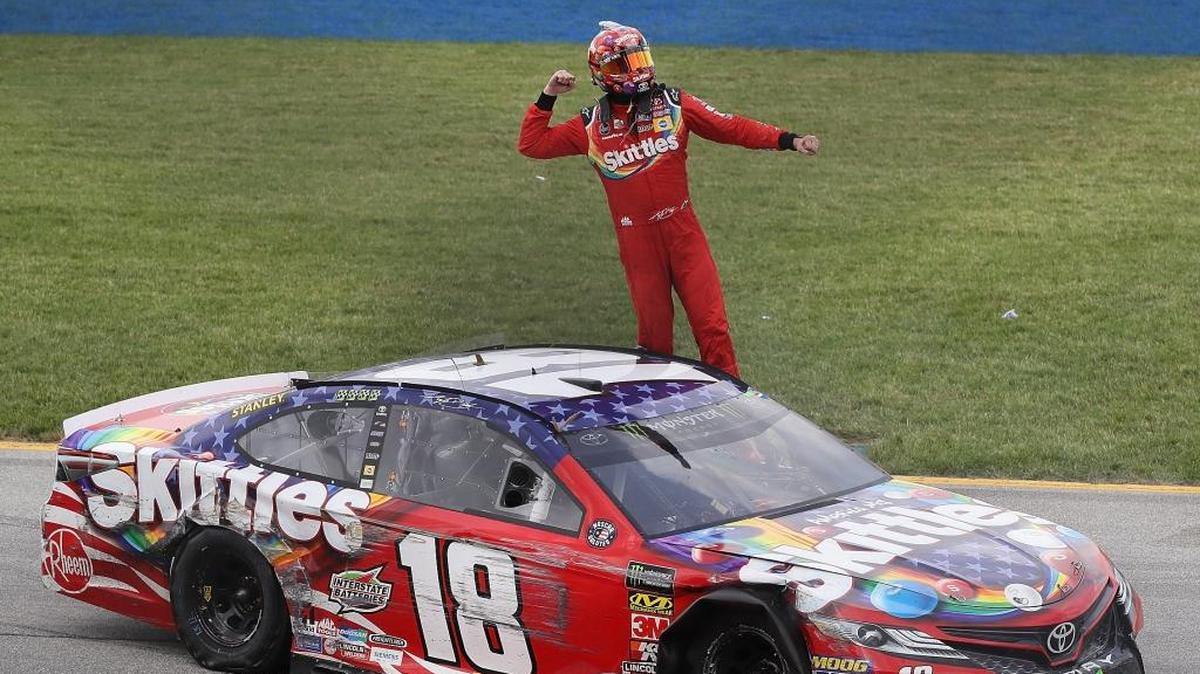 Kyle Busch outdueled Kyle Larson Sunday for a wild NASCAR Cup Series win at Chicagoland.