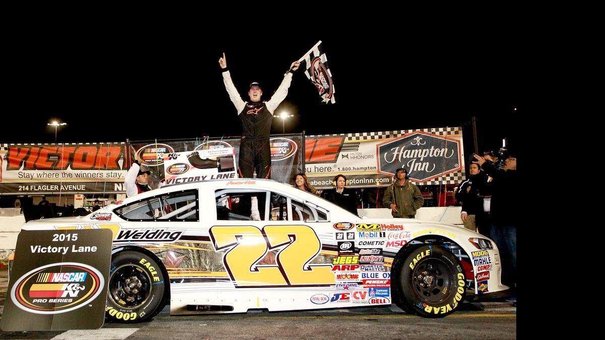 
Austin Hill opened the 2015 NASCAR K&N Pro Series East season with a victory at New Smyrna Speedway. 
