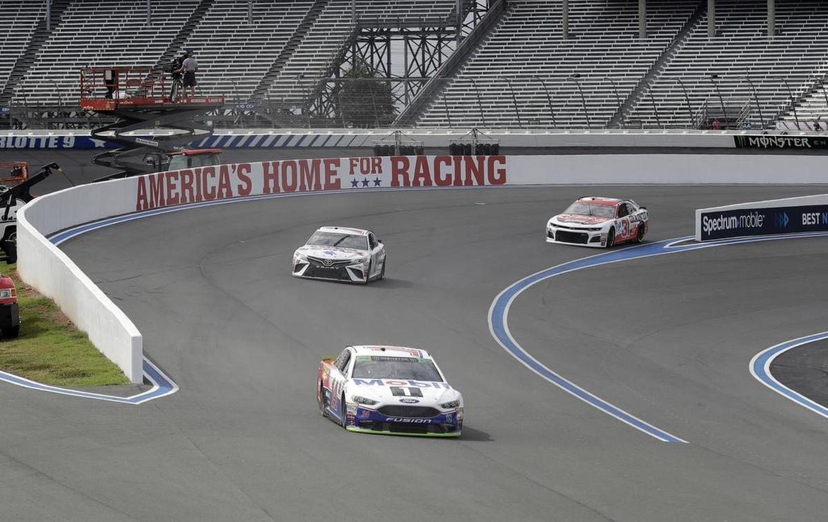 Clint Bowyer (14), Daniel Suarez (19) and Ryan Newman (31) drive on the road course portion of the Roval at Charlotte Motor Speedway in Concord. The course is challenging in single file, and Sunday there will be 40 cars navigating it at once.