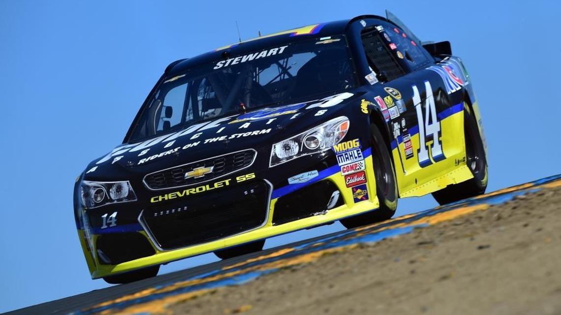 Tony Stewart, driver of the #14 Code 3 Assoc/Mobil 1 Chevrolet, practices for the NASCAR Sprint Cup Series Toyota/Save Mart 350 at Sonoma Raceway on June 24, 2016 in Sonoma, California.