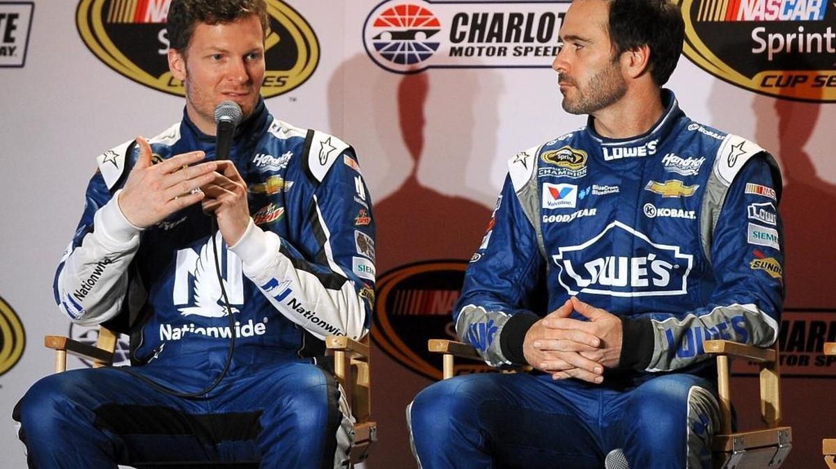 Dale Earnhardt Jr. (left) and Hendrick Motorsports teammate Jimmie Johnson are on NASCAR’s nine-member drivers’ council.