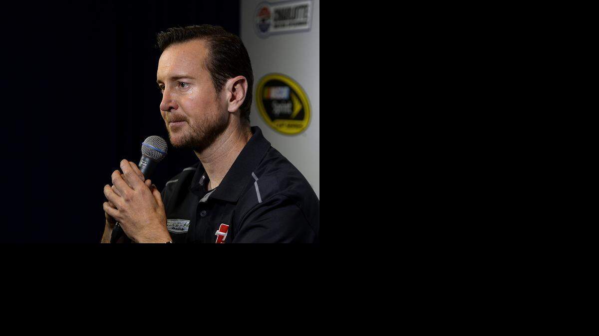 
NASCAR Sprint Cup Series driver Kurt Busch listens to a question during a breakout session at the Charlotte Motor Speedway Media Tour on Tuesday, January 27, 2015. 
