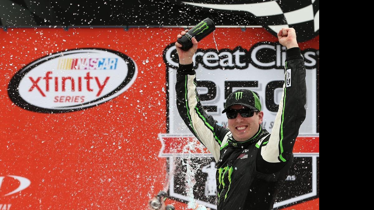 
Kyle Busch had already returned to NASCAR Sprint Cup competition this season but on Saturday he returned to Victory Lane, winning the Xfinity Series Great Clips 250 at Michigan International Speedway. The win came in Busch’s first Xfinity Series start since he broke his right leg and left foot in a wreck at Daytona in February.


