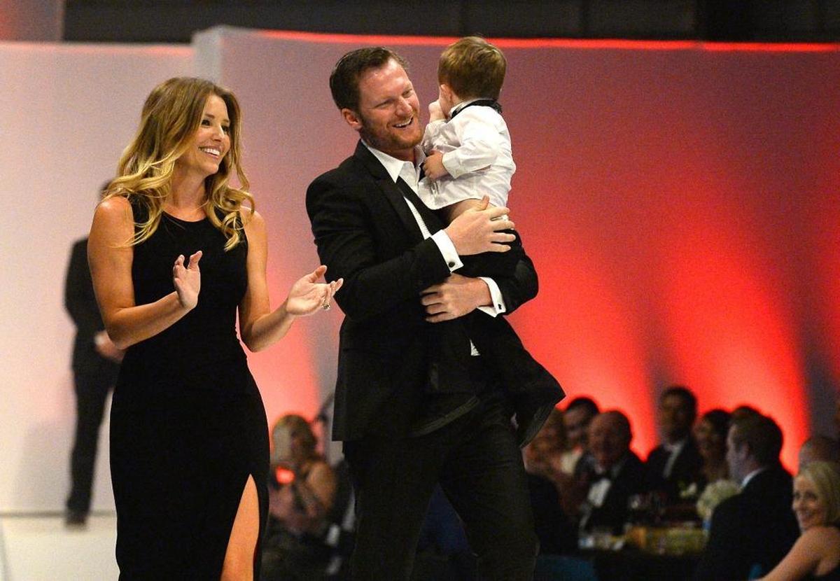 Amy Earnhardt, left, and her husband Dale Earnhardt Jr. take part in the Catwalk for a Cause casino night and charity event in May. The couple talked this week on their podcast about the Clash at Daytona in February, after Earnhardt retires from full-time racing.