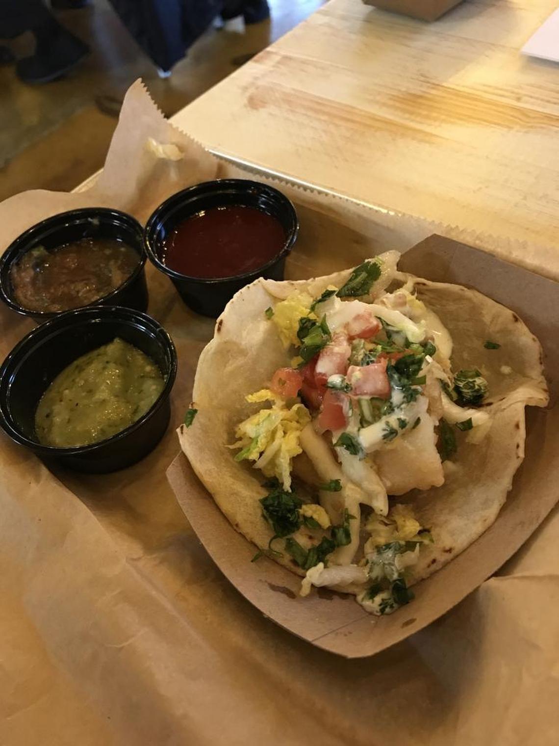 The fish taco is made from the same imported fish as the ceviche, which explains the freshness.