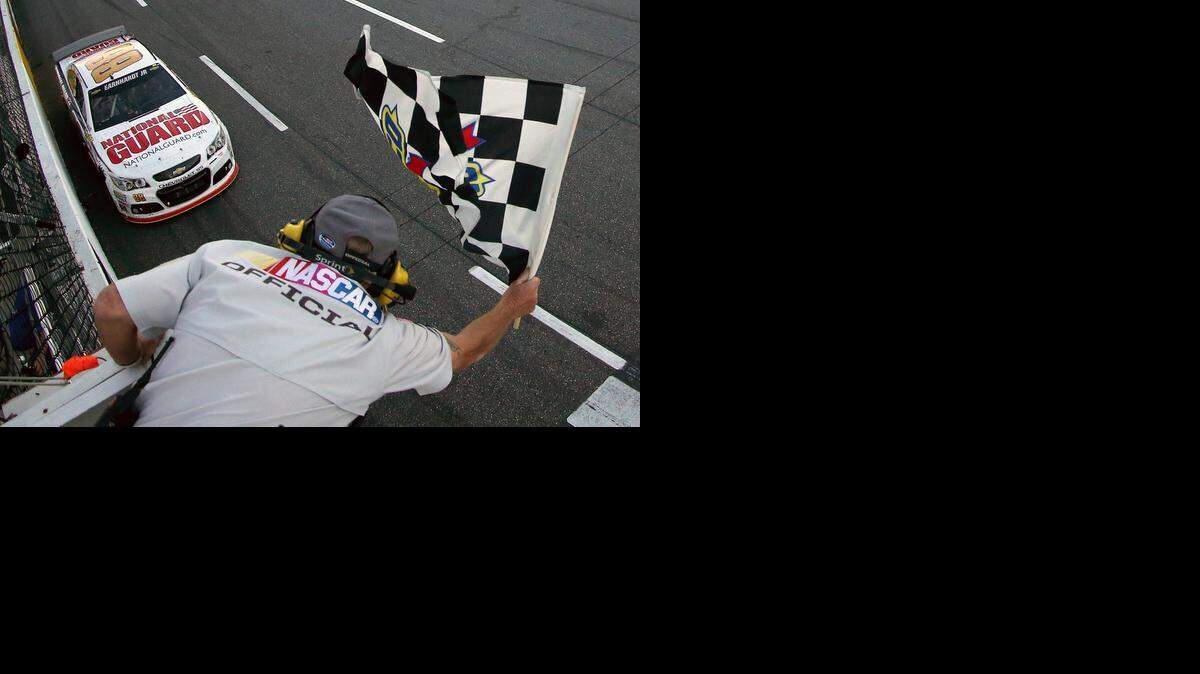 
Dale Earnhardt Jr. took the checkered flag in 2014 to win the NASCAR Sprint Cup Series auto race at Martinsville Speedway in Martinsville, Va. Joey Logano is on the pole for Sunday’s STP 500.


