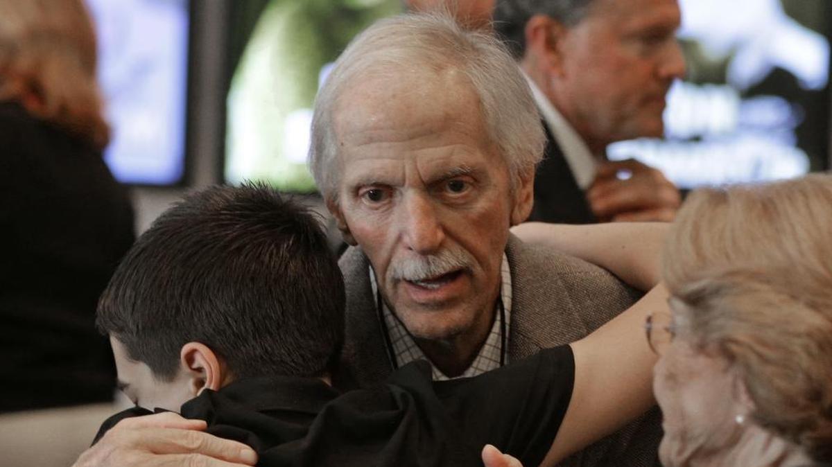 Former team owner Robert Yates was in a grueling fight with liver cancer when he was elected to the the NASCAR Hall of Fame last May. He died five months later. Above, Yates is congratulated by a family member after hearing the news on May 24.