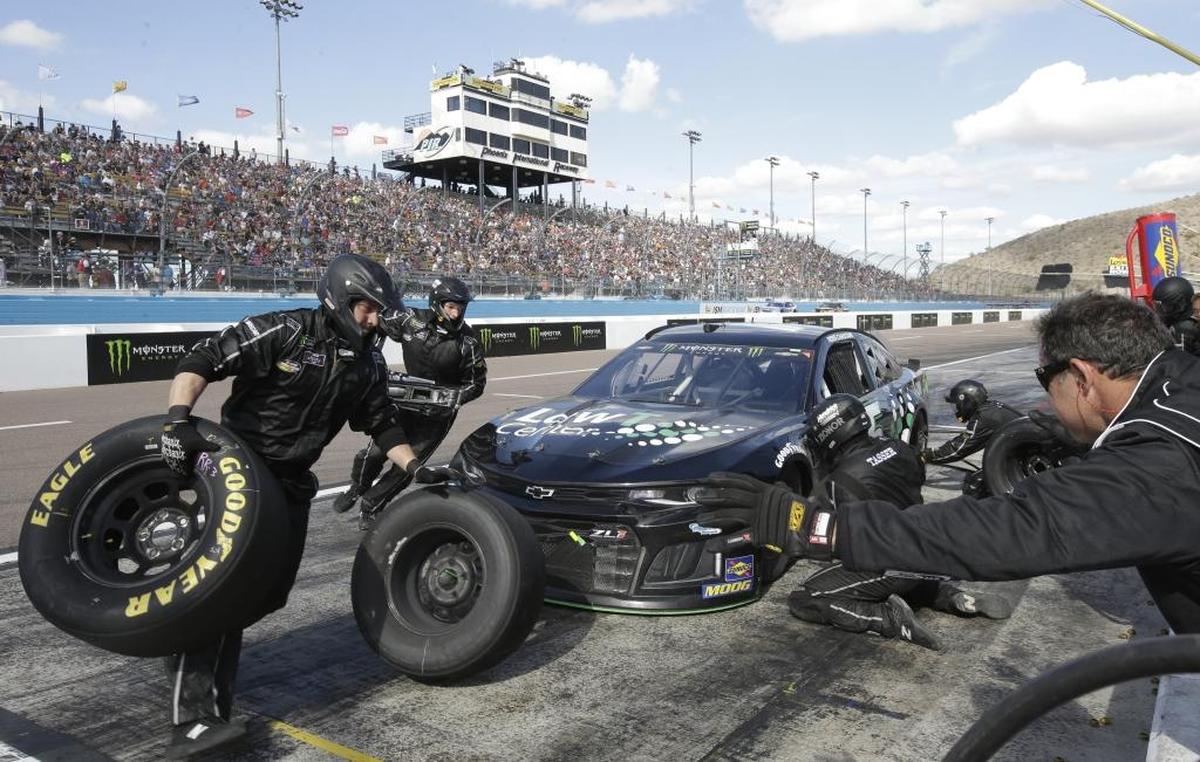 Monster Energy NASCAR Cup Series driver Ross Chastain (15) pits during Sunday’s race.