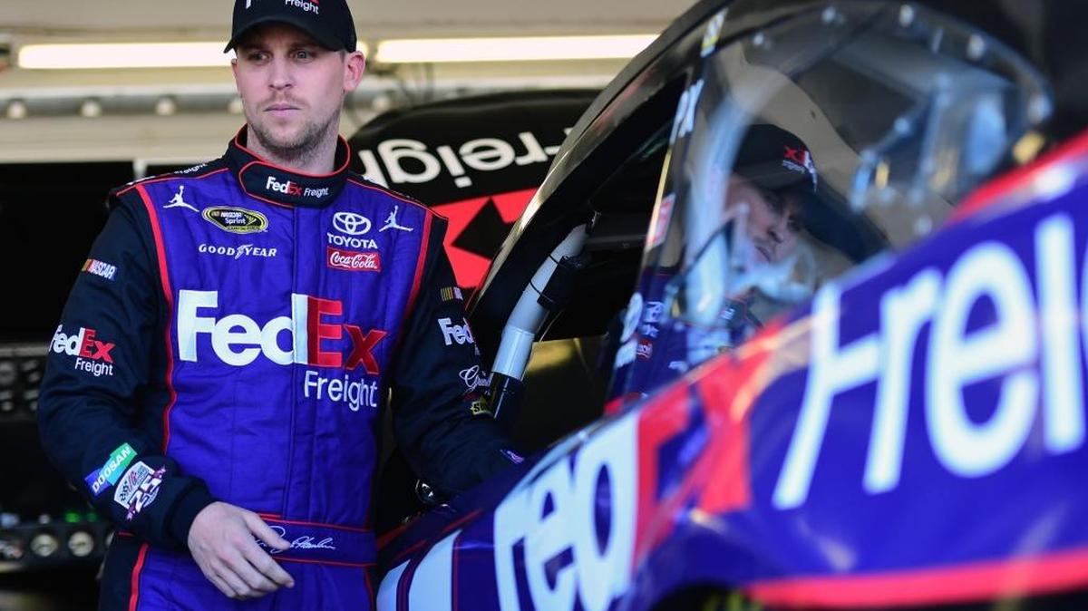 Denny Hamlin won the 2015 NASCAR Sprint Cup Series auto race at Martinsville Speedway in Martinsville, Va.