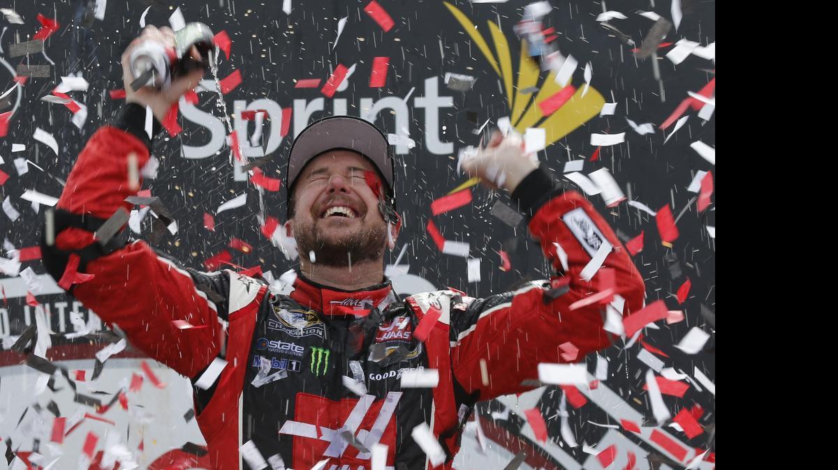
Kurt Busch is ecstatic on Sunday after winning the Toyota Owners 400 at Richmond International Raceway in Virginia. 
