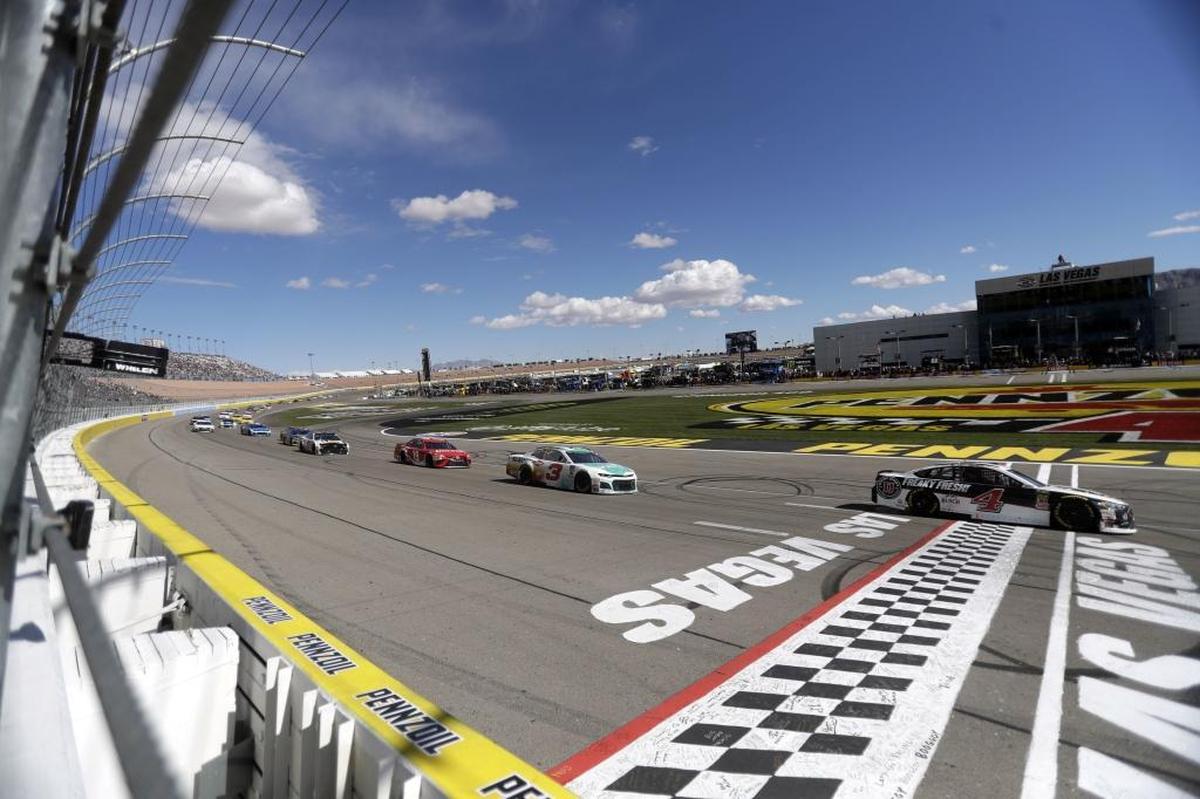 Kevin Harvick raced to his second straight NASCAR Cup win with a dominant performance at the Las Vegas Motor Speedway on Sunday, earning his 100th career victory across the three national series.