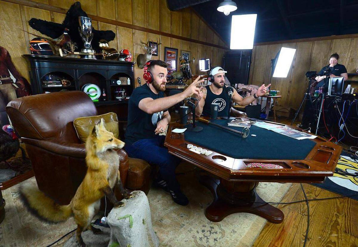 Austin Dillon and Paul Swan have are co-hosts of the "Barn Life" YouTube show, which they do out of a makeshift studio in Swan's old bedroom.