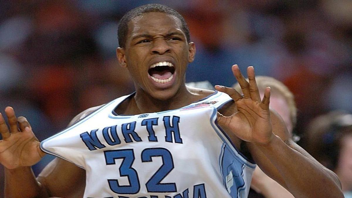 North Carolina’s Rashad McCants celebrates the Tar Heels’ victory over Illinois in the NCAA championship game in St. Louis in 2005.