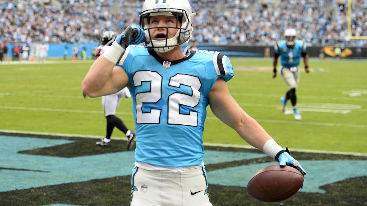Carolina Panthers running back Christian McCaffrey (22) will make his “Monday Night Football” debut this week against the Miami Dolphins. McCaffrey said Thursday he wasn’t allowed to watch the end of most “MNF” games as a kid because his parents enforced a strict bedtime.