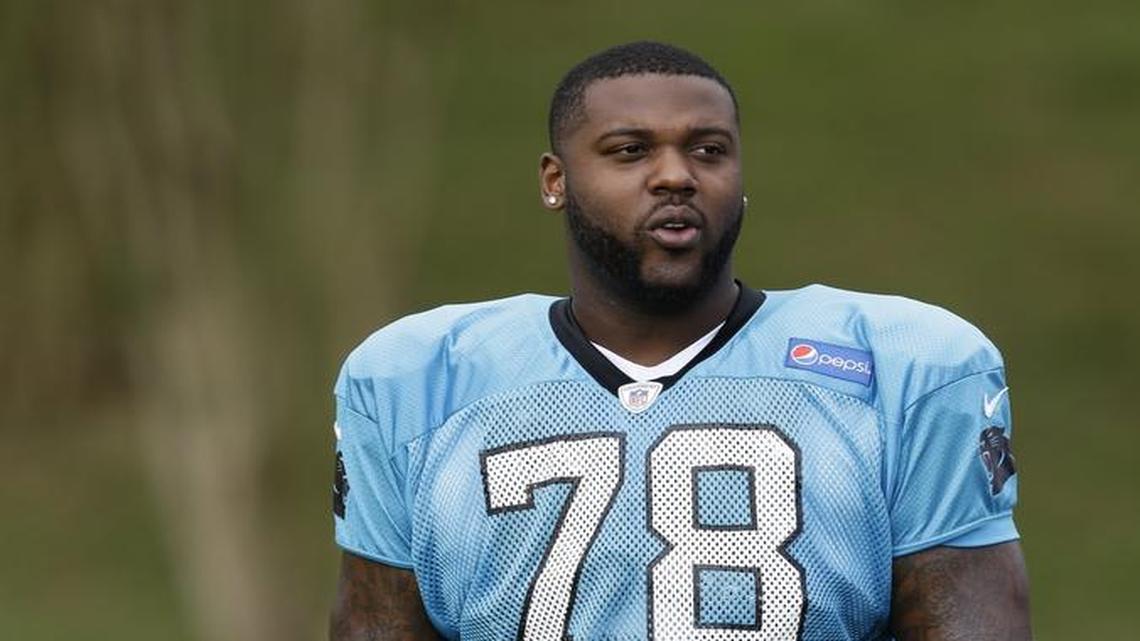 The Carolina Panthers signed tackle Donald Hawkins to a futures contract in January after he had stints on the Miami and San Francisco practice squads last season.