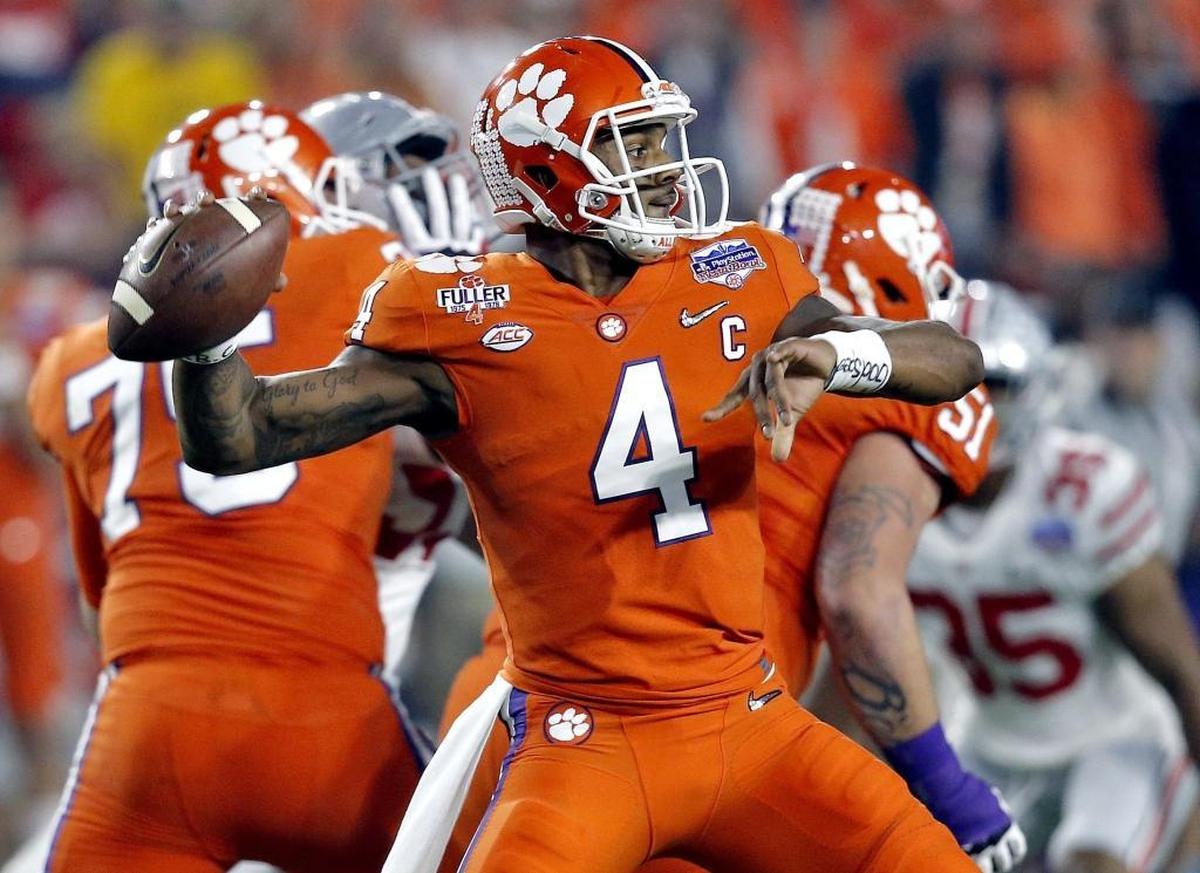 Clemson quarterback Deshaun Watson (4) could go much earlier, but if he’s there the Texans will scoop him up.