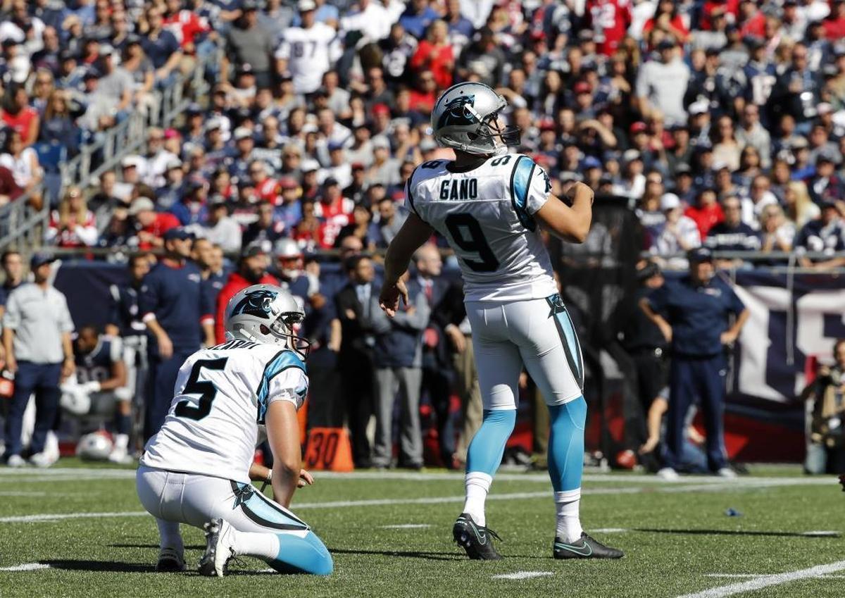 The Carolina Panthers’ special teams have been solid, with kicker Graham Gano (8) almost perfect and punter Michael Palardy (5) flipping the field.