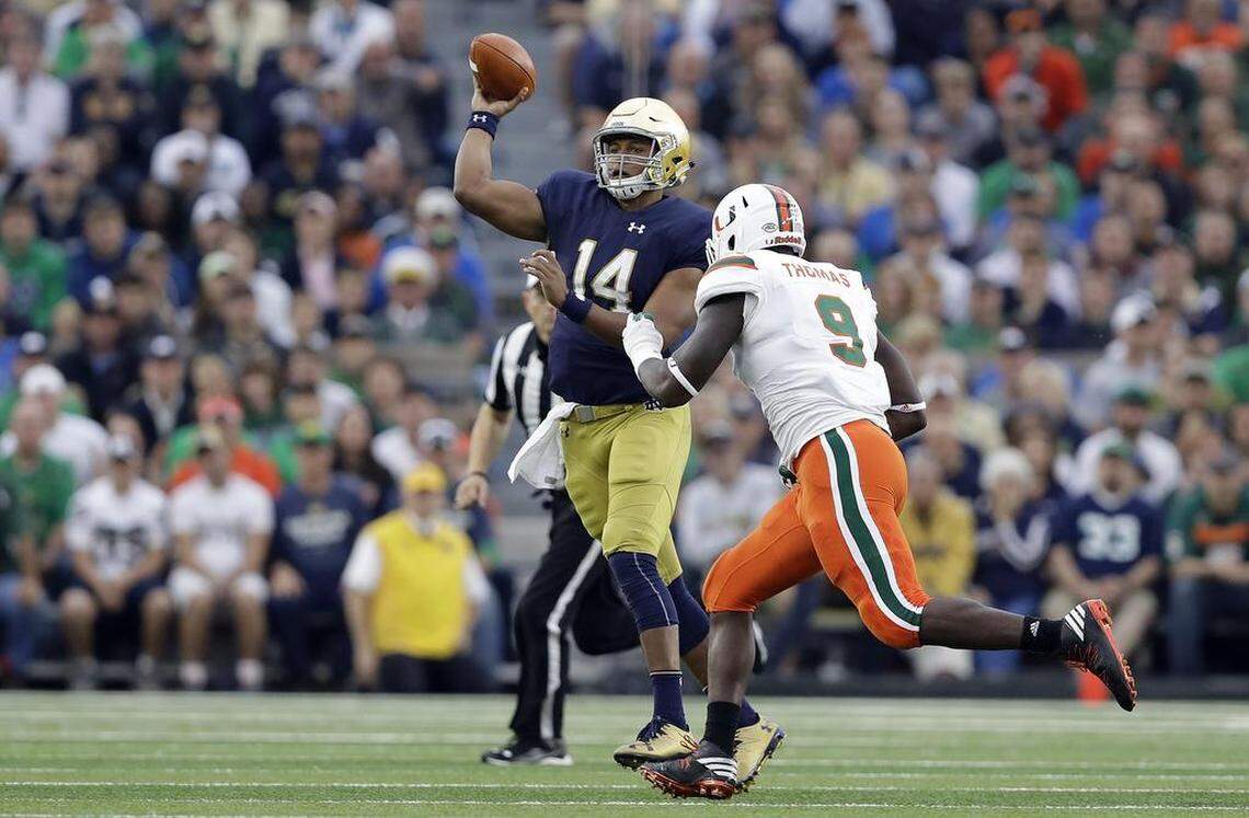 Defensive end Chad Thomas is surprisingly agile and flexible despite his 6-foot-6 frame. He could be an answer to the Panthers' need for depth at edge-rusher.