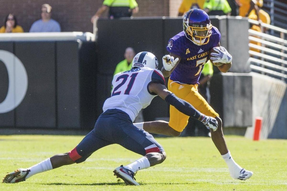 Former East Carolina wide receiver Zay Jones (7) can play in the slot and on the outside, and is talented at both.
