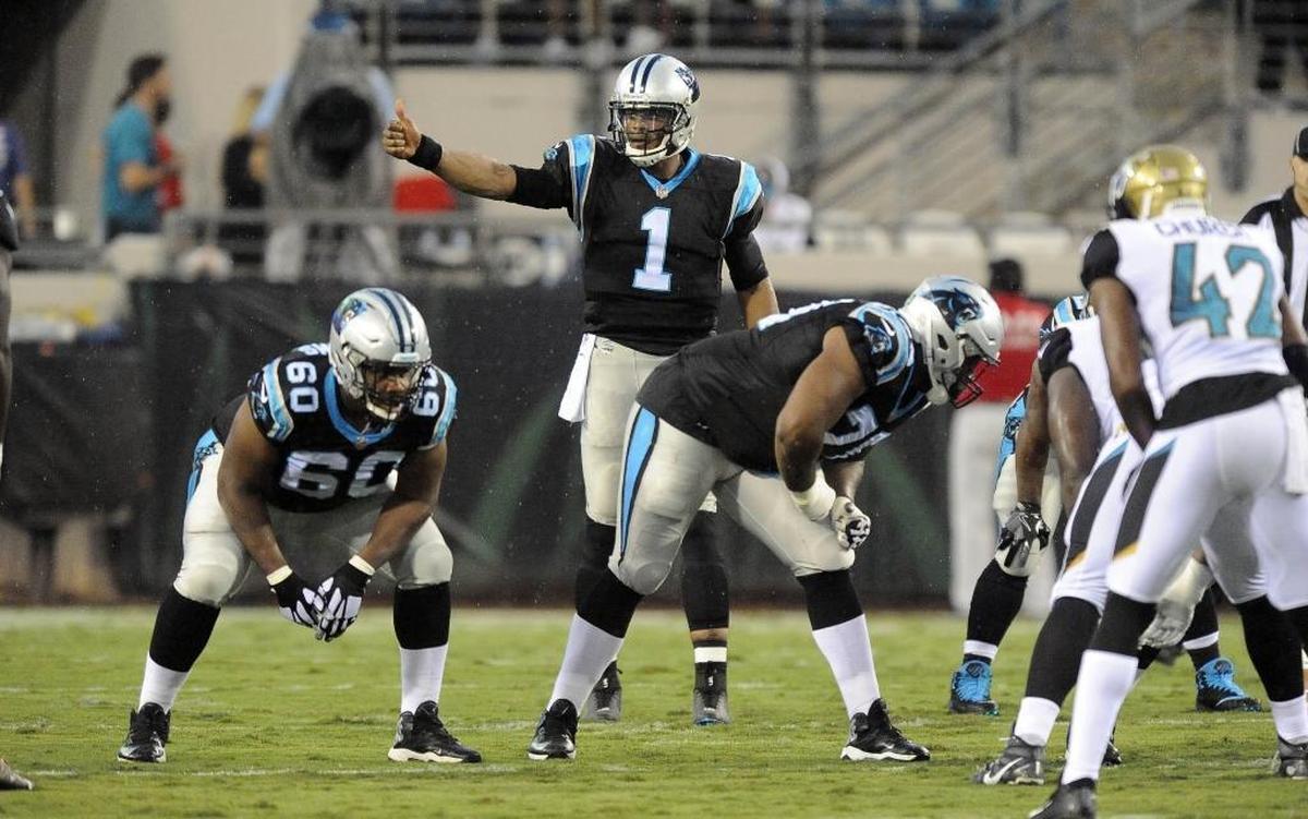 Quarterback Cam Newton (1) played just one series on Thursday night, but it was both efficient for the Panthers offense and taxing for the Jaguars’ defense.