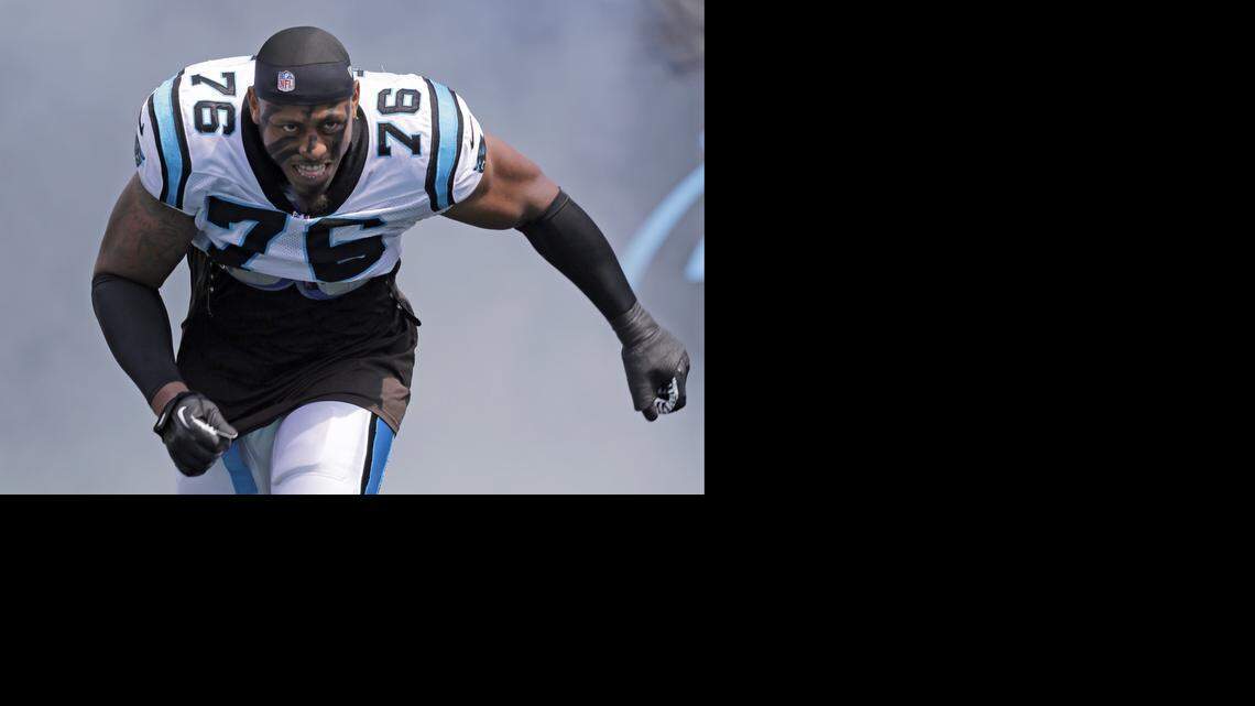
Former Carolina Panthers defensive end Greg Hardy (76) has signed as a free agent with the Dallas Cowboys, on a one-year, $11-million deal laden with incentives.

