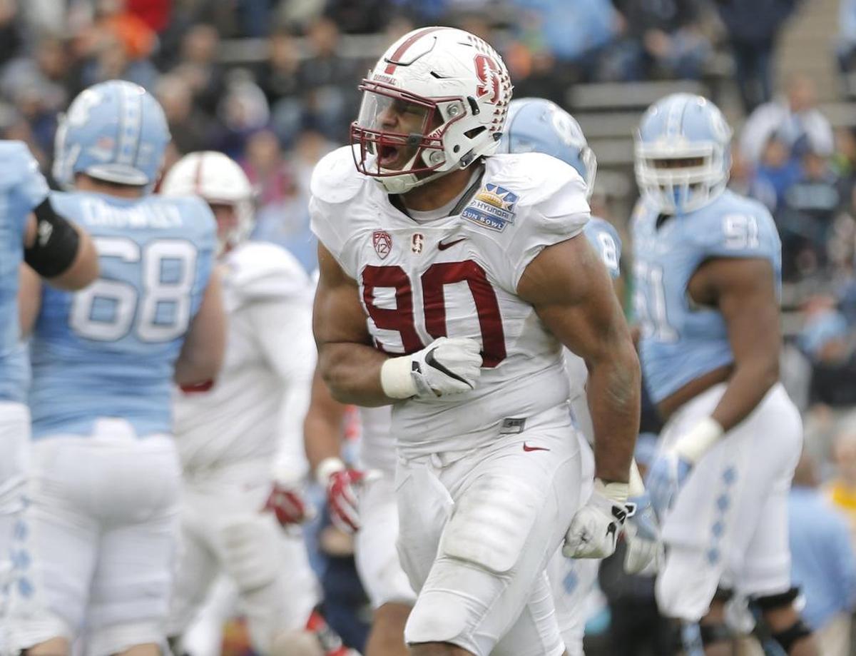 Stanford defensive lineman Solomon Thomas is the second-best edge rusher, but also the second player selected in our mock draft.