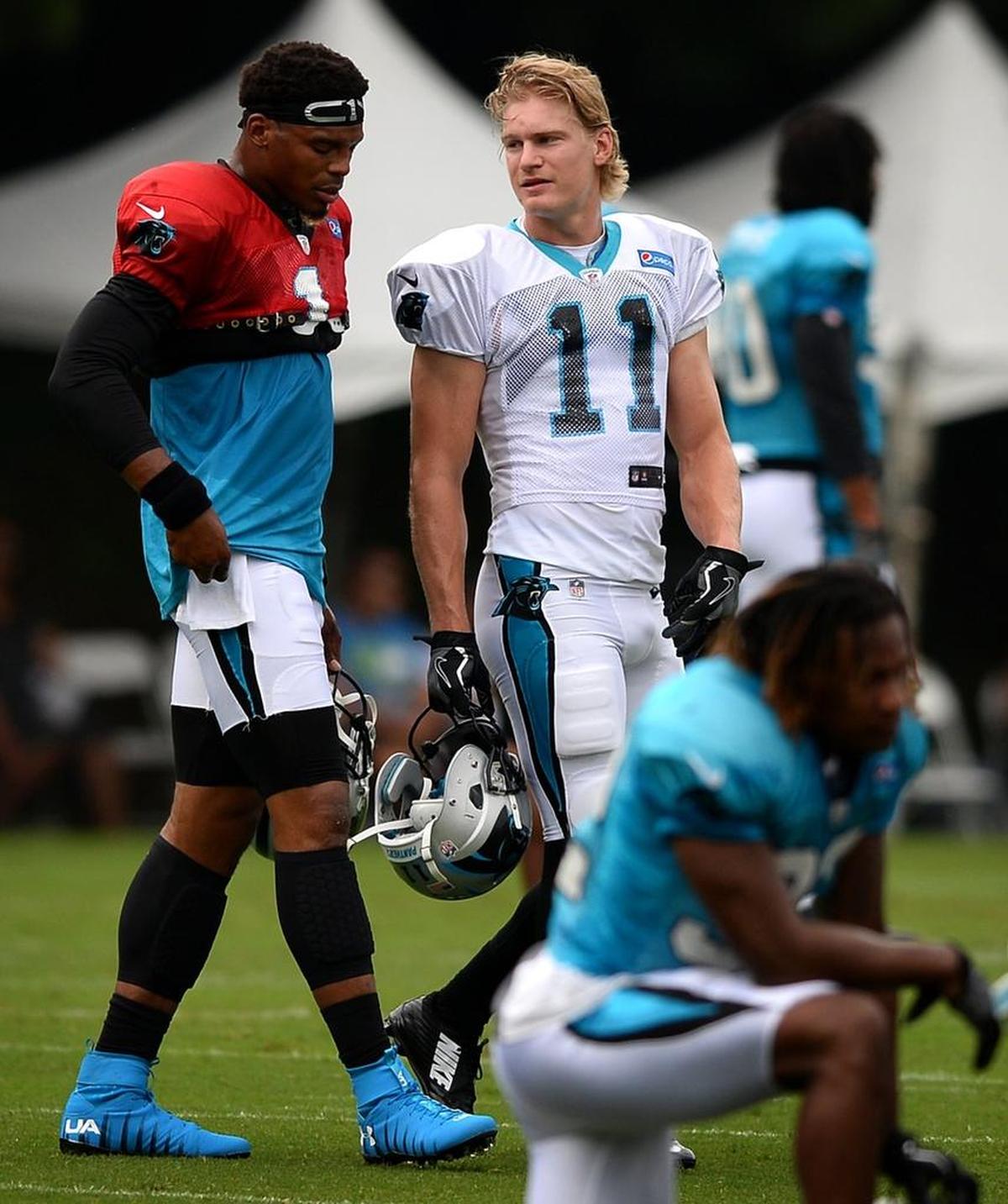Through five years in the NFL, Carolina Panthers wide receiver Brenton Bersin, right, has more contracts signed than seasons played. And he’s never sure which one might be his last.