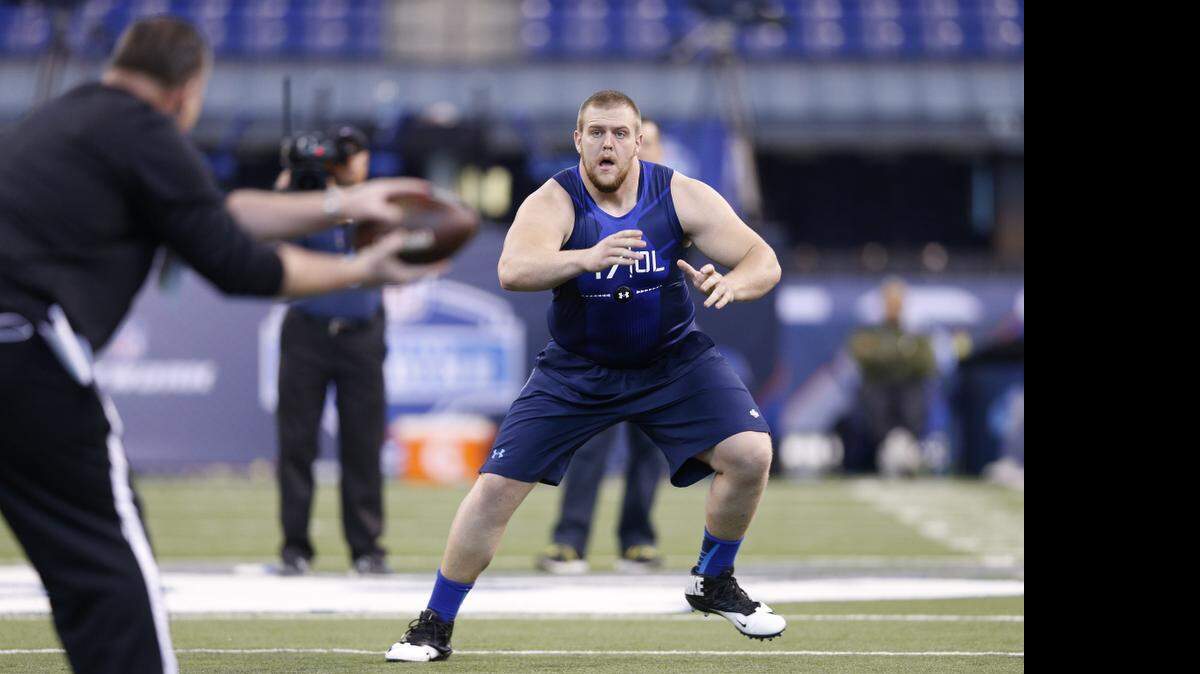 
Offensive lineman Brandon Scherff of Iowa in action during the 2015 NFL Scouting Combine at Lucas Oil Stadium on Feb. 20, 2015 in Indianapolis. 
