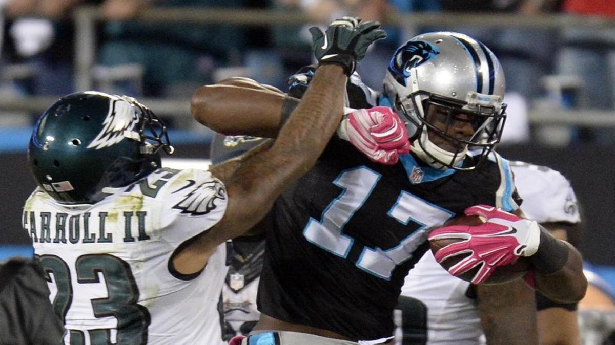 Carolina Panthers rookie WR Devin Funchess (17) has to play stronger, coach Ron Rivera says, to realize his potential.
