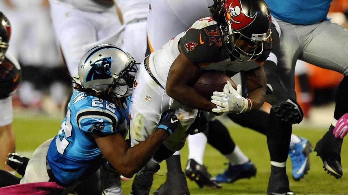 Carolina Panthers defensive back Michael Griffin (22) has played 76 snaps in his two games with the team despite not having the terminology mastered.