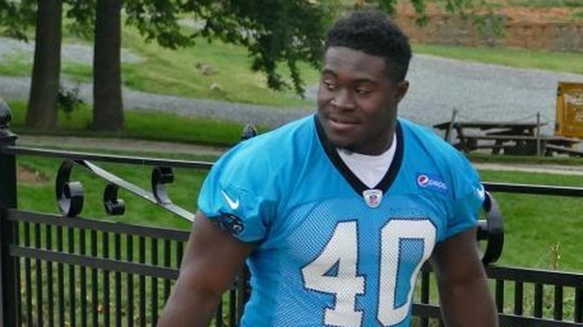 Carolina Panthers fullback Alex Armah says he used an “arm-bar” wrestling move to detain a person he saw attempting to enter his vehicle on Feb. 6 at his apartment complex in Charlotte.
