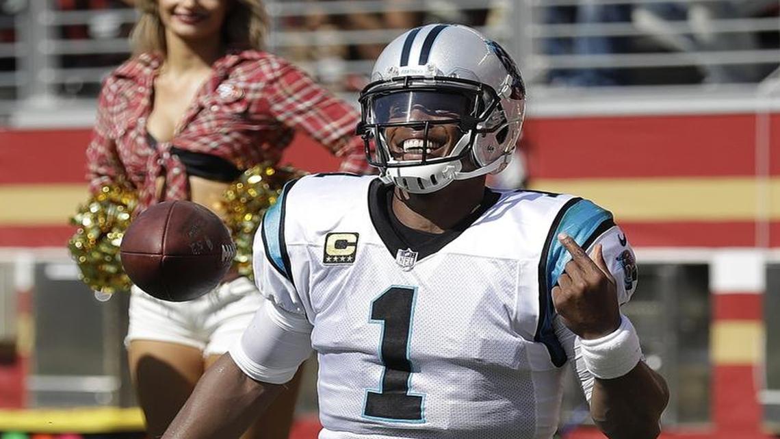 Carolina Panthers quarterback Cam Newton (1) completed five of his first 15 passes on Sunday, then nine of his last 10.