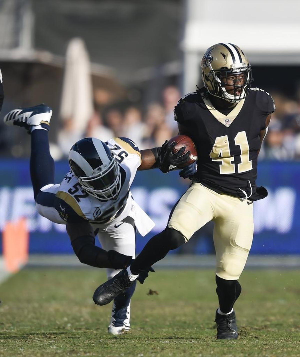 New Orleans Saints rookie running back Alvin Kamara rushed for 728 yards and eight touchdowns while leading all running backs with 81 catches for 826 yards and five scores.