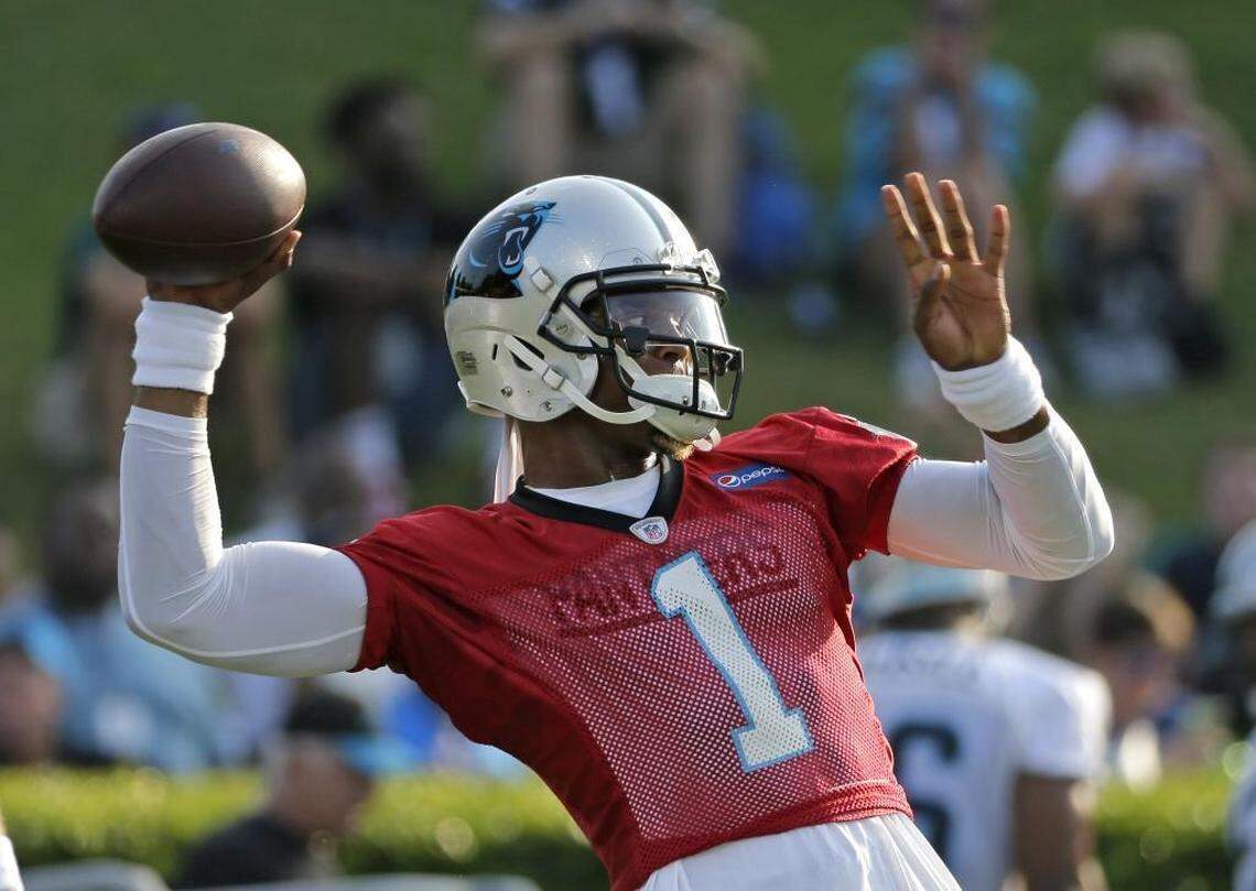 Carolina Panthers quarterback Cam Newton, above, was held on a pre-planned pitch count for Wednesday’s two-hour practice, head coach Ron Rivera confirmed.