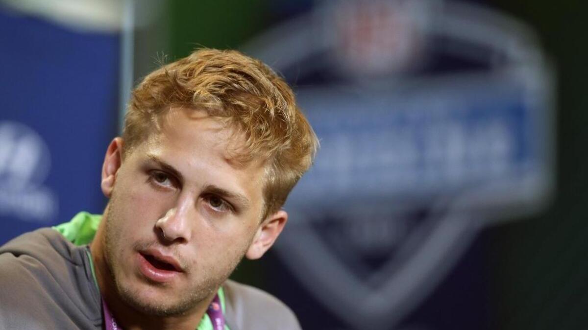 California quarterback Jared Goff is projected to be the first pick in Thursday’s NFL draft, going to the newly relocated Los Angeles Rams.