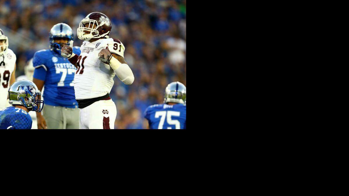 
A first-team All-SEC performer last year, Mississippi State’s Preston Smith had 27 tackles for loss and 16 sacks in his career with the Bulldogs. He’s more comfortable as a 4-3 defensive end, but Smith said some teams view him as a hybrid outside linebacker that can stand up on first and second downs and put his hand in the dirt on third down.


