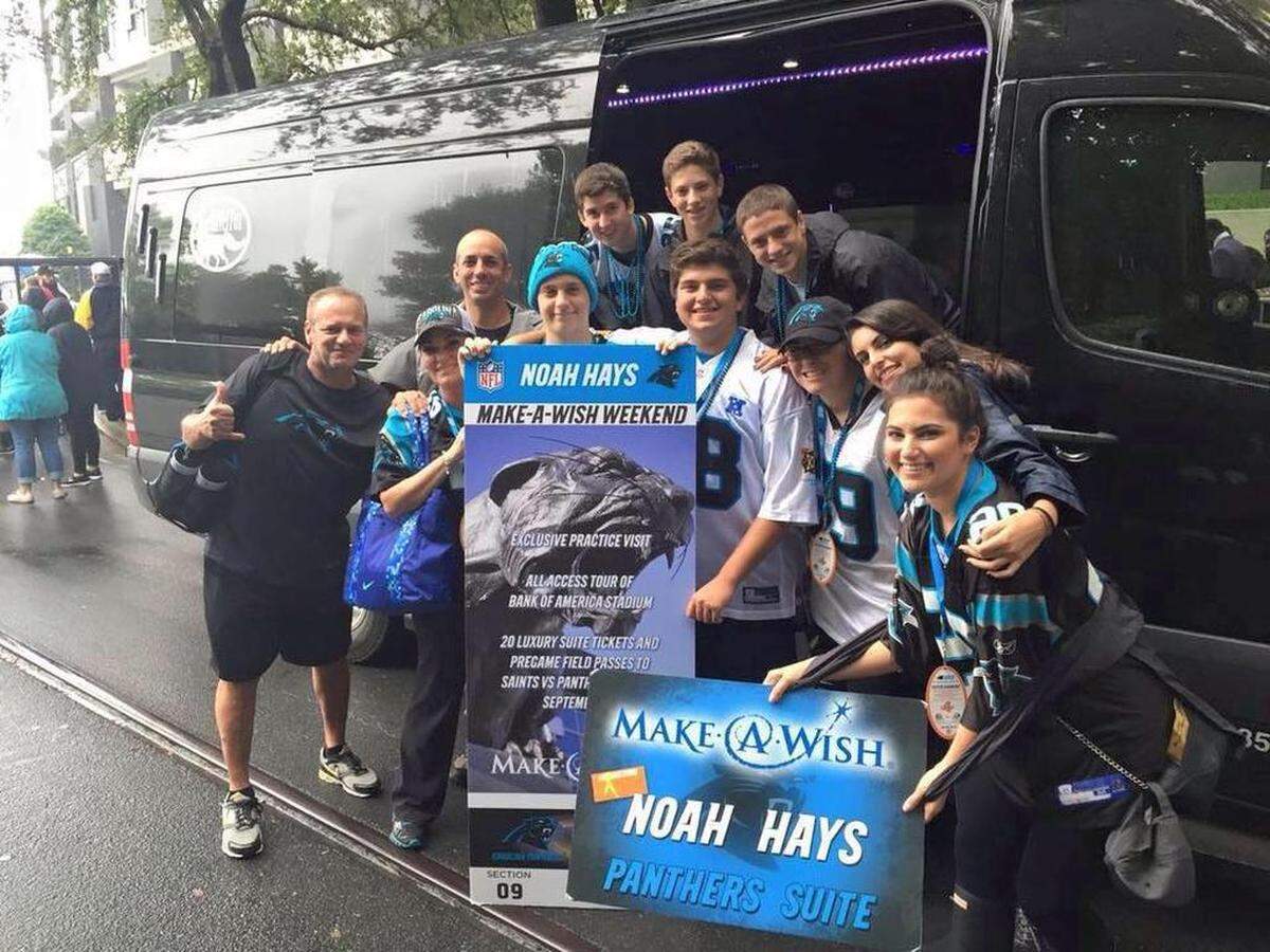 Noah Hays and his family at a Carolina Panthers game in September 2016, as a part of the Make-A-Wish foundation.